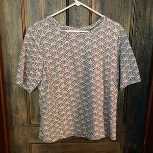 LOFT- gray and white top, wore once!!